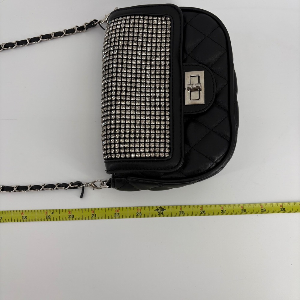 Bam Forever Black Quilted Rhinestone Flap Crossbody Bag - Excellent Condition - Picture 11 of 11